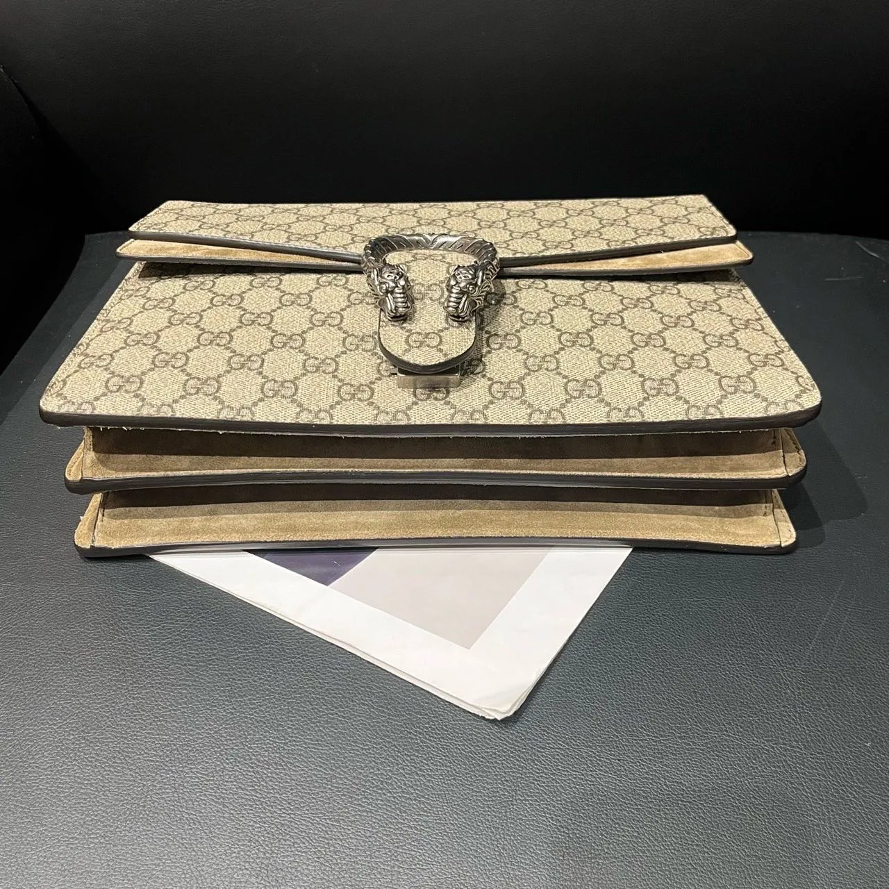 Gucci Dionysus Beige GG Supreme Canvas Shoulder Bag 29.5x22x7