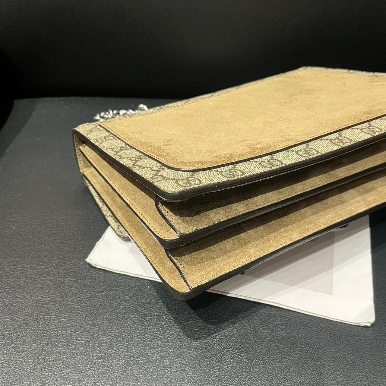 Gucci Dionysus Beige GG Supreme Canvas Shoulder Bag 29.5x22x7