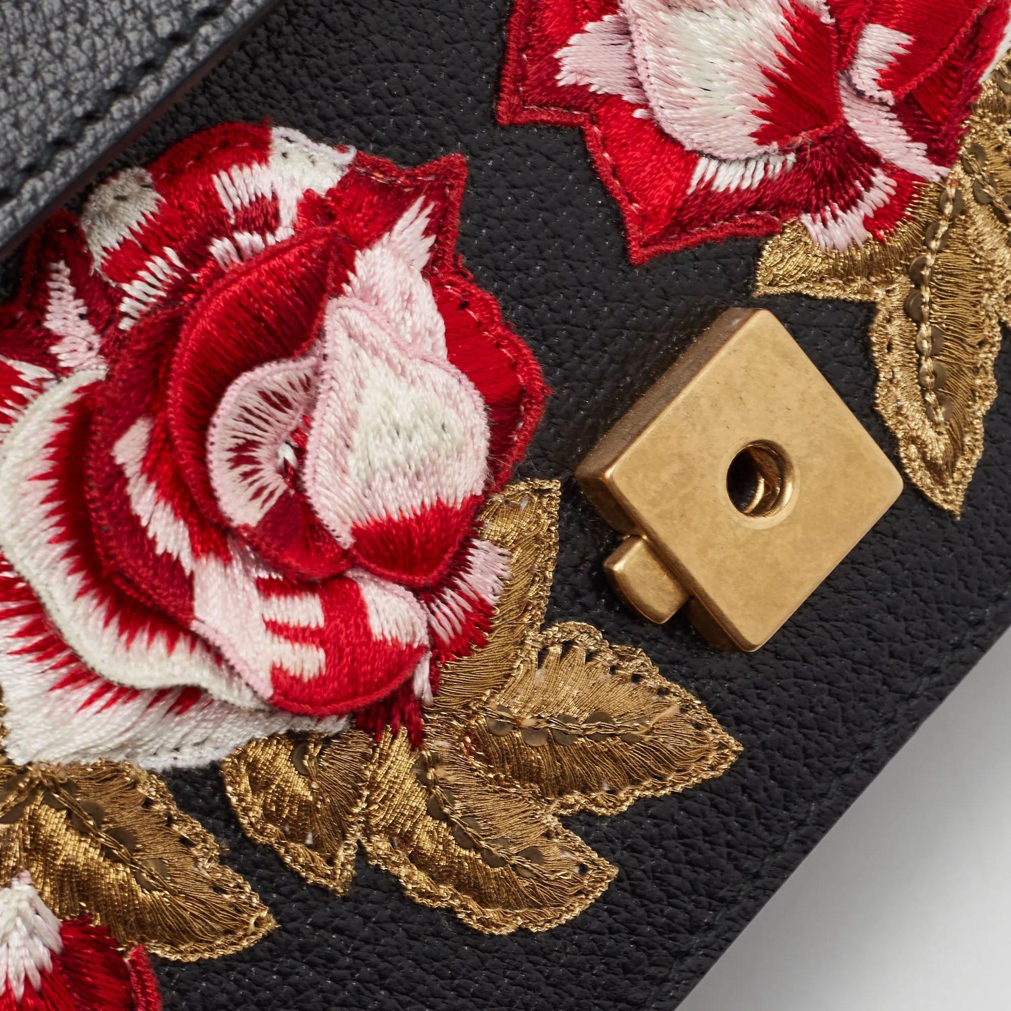 Gucci  Leather Medium Embroidered Web Dionysus Shoulder Bag