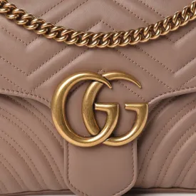 Gucci Marmont Dusty Pink Leather GG Matelasse Flap Shoulder Bag 443496