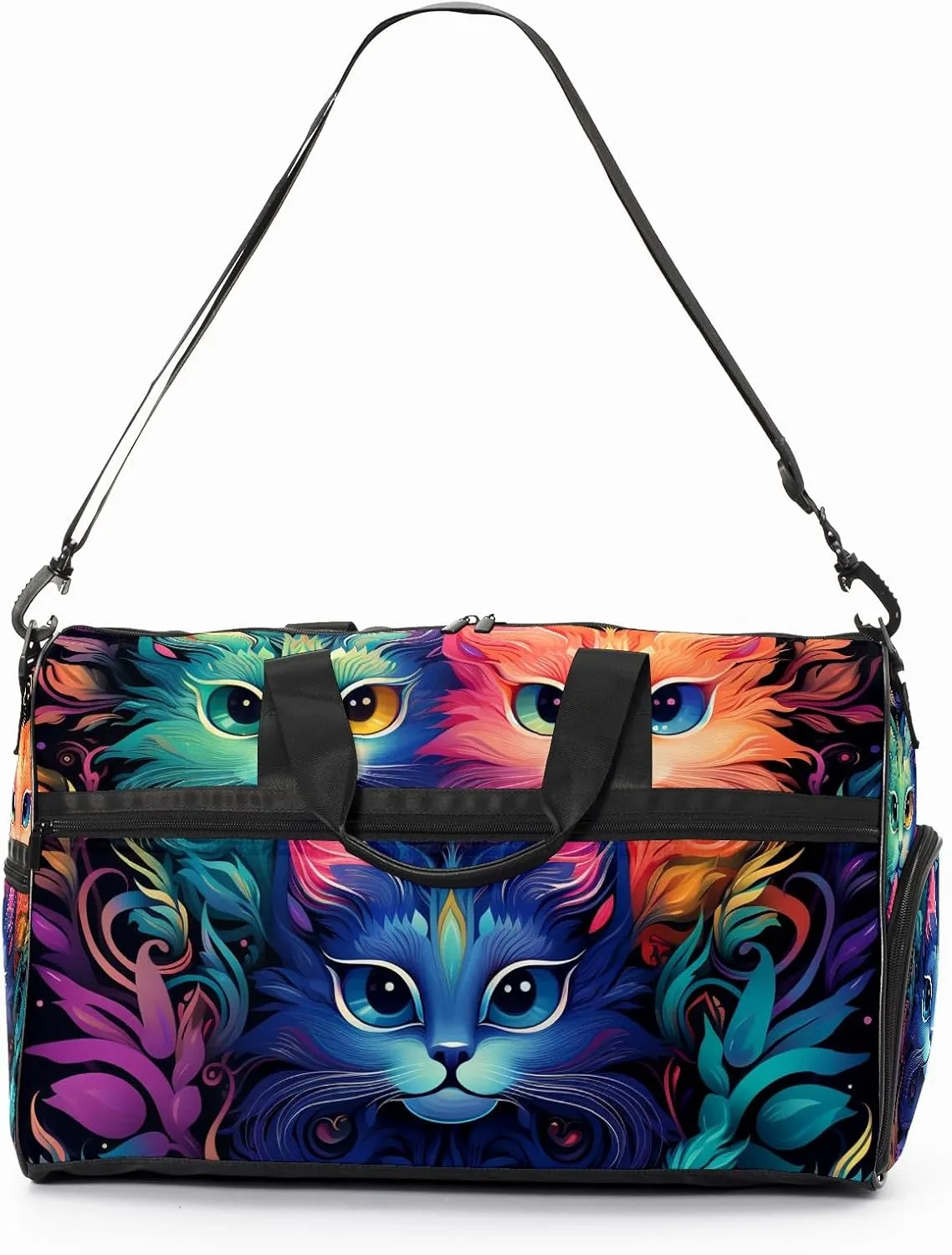 Gym Bag for Women, Carry on Weekender Overnight Bag, Travel Duffel Bags, Personal Item Travel Bag Tote Bag Workout Dance Bag, Cat - 23
