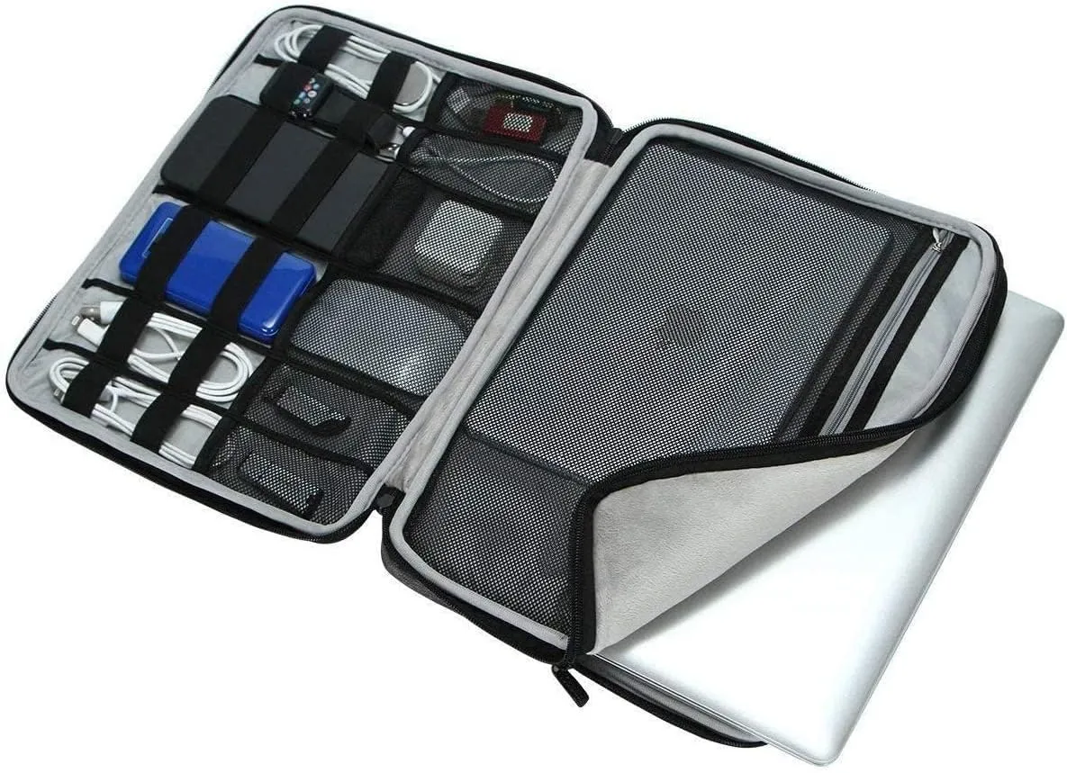 iCozzier Handle 11-11.6 Inch Laptop and iPad Case/Electronic Accessories Storage Bag 11Laptop Sleeve for Ultrabook/Notebook/Netbook/MacBook - Grey