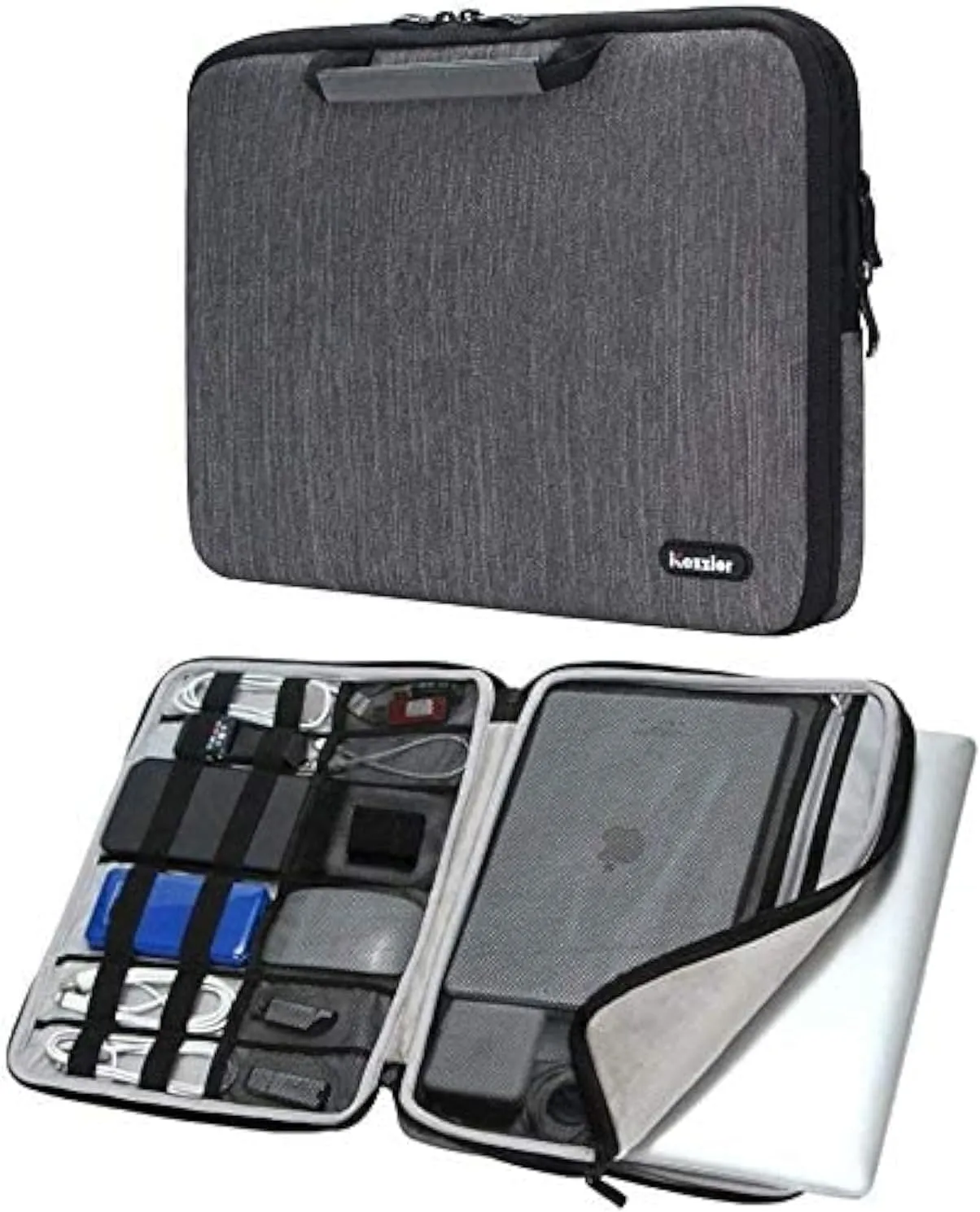 iCozzier Handle 11-11.6 Inch Laptop and iPad Case/Electronic Accessories Storage Bag 11Laptop Sleeve for Ultrabook/Notebook/Netbook/MacBook - Grey