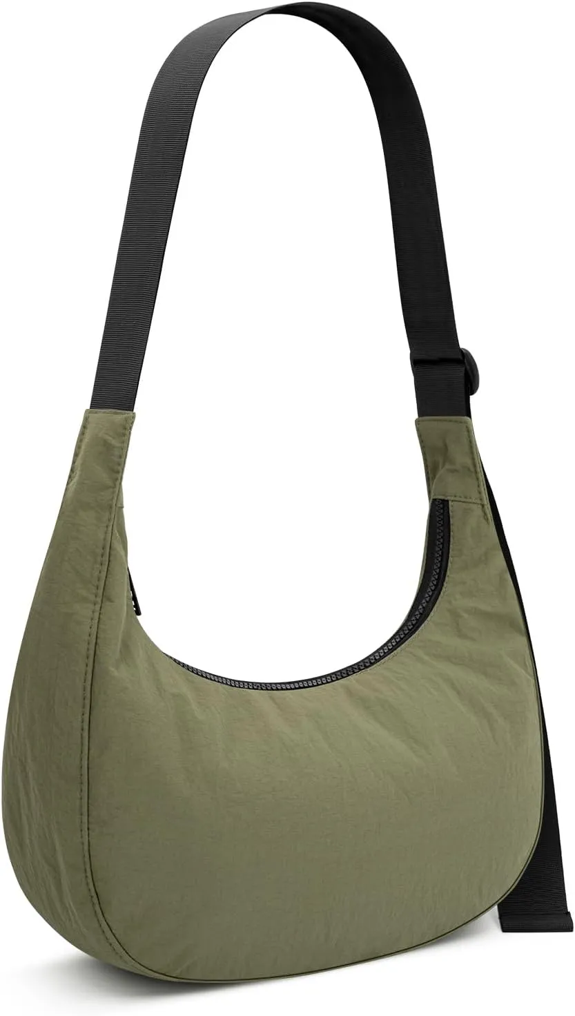 Iioscre Medium Crossbody Crescent Bag for Women Men Trendy, Nylon Crossbody Hobo Bag with Adjustable Strap and Inner Pockets.