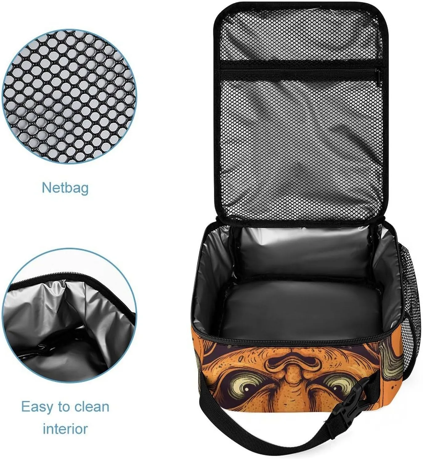 Insulated Lunch Bag for Women Men Portable Reusable Lunch Box Cartoon Pumpkin Lantern Lunch Tote Bag for Work Picnic Travel