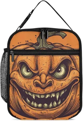 Insulated Lunch Bag for Women Men Portable Reusable Lunch Box Cartoon Pumpkin Lantern Lunch Tote Bag for Work Picnic Travel