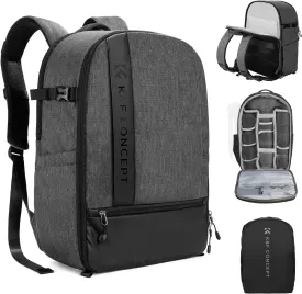 K&F Concept Camera Backpack for Photographers - Multi-Functional Travel Bag with Tripod, Lens, Accessory & Laptop Compartment, Rain Cover, Waterproof