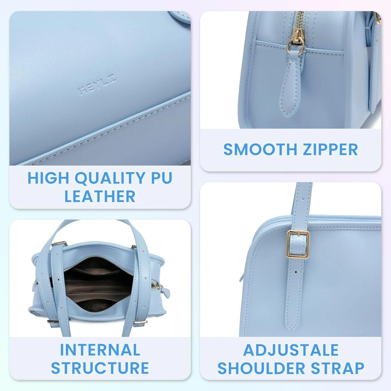 Keyli Swing Zip Shoulder Bag Fashion Purses for Women, Leather Shoulder Handbag Top-Handle Hobo Bags with Adjustable Strap