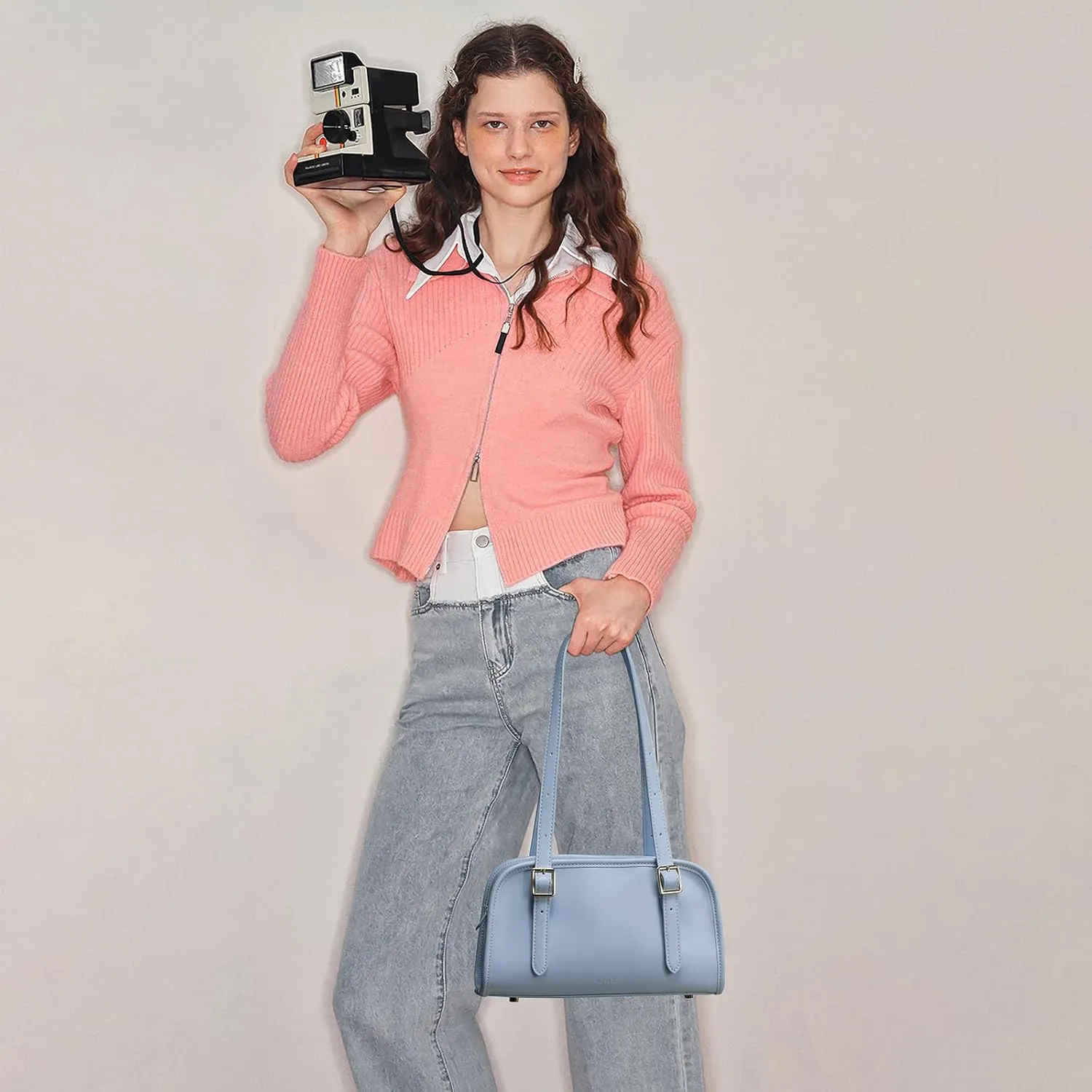 Keyli Swing Zip Shoulder Bag Fashion Purses for Women, Leather Shoulder Handbag Top-Handle Hobo Bags with Adjustable Strap