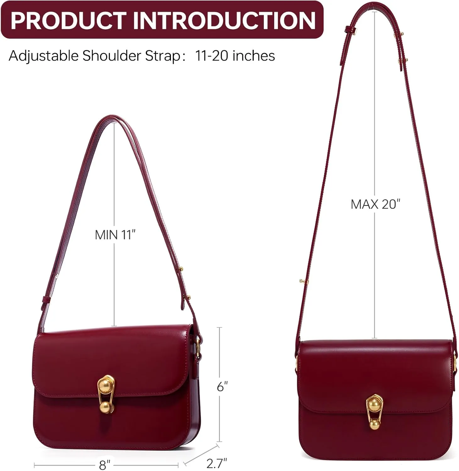 LA'FESTIN Leather Purse Small Bags For Women: Black Shoulder Handbags Crossbody Bag