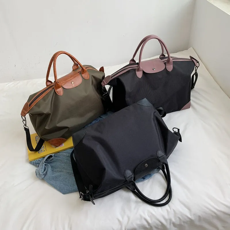 Laura Nylon Leather Weekender Bags - 3 Colors