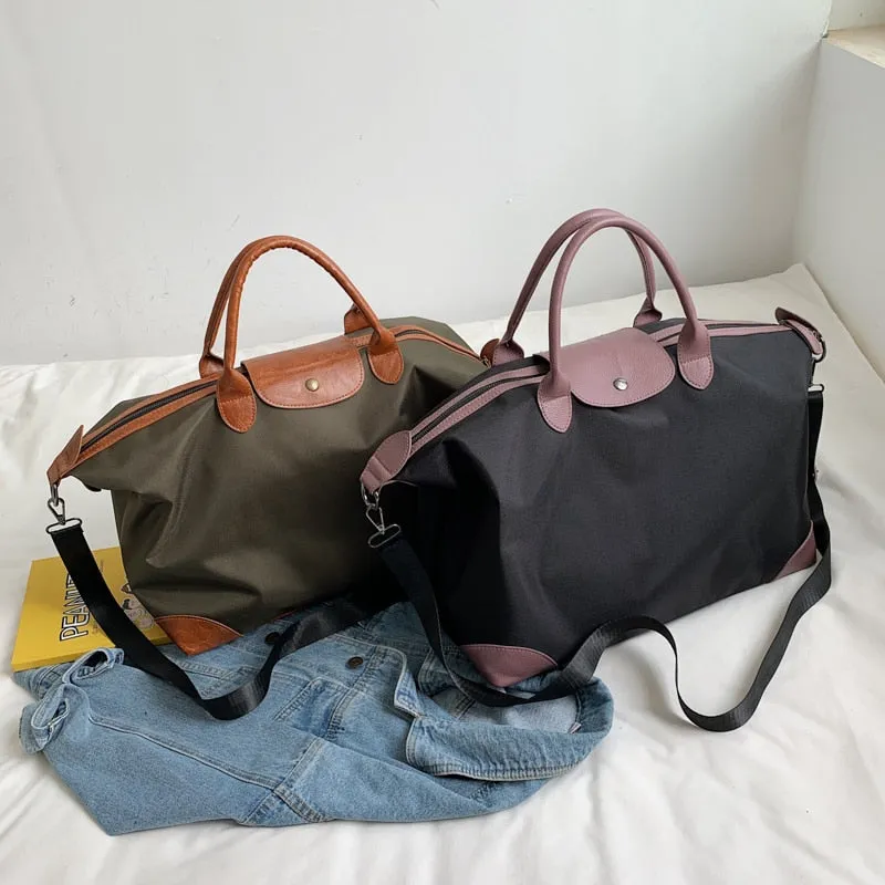 Laura Nylon Leather Weekender Bags - 3 Colors