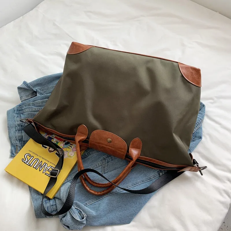 Laura Nylon Leather Weekender Bags - 3 Colors