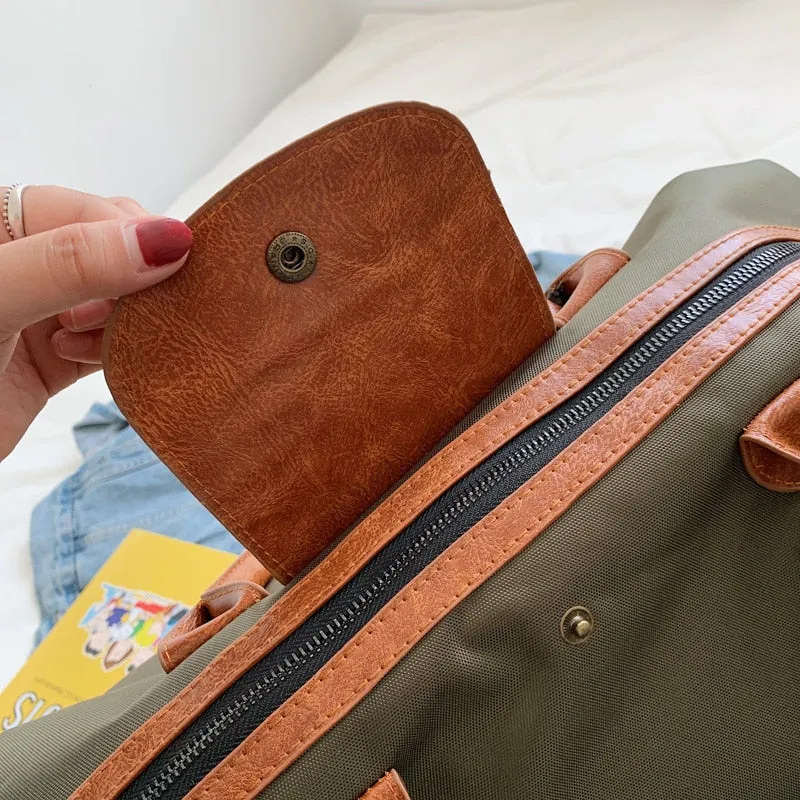 Laura Nylon Leather Weekender Bags - 3 Colors