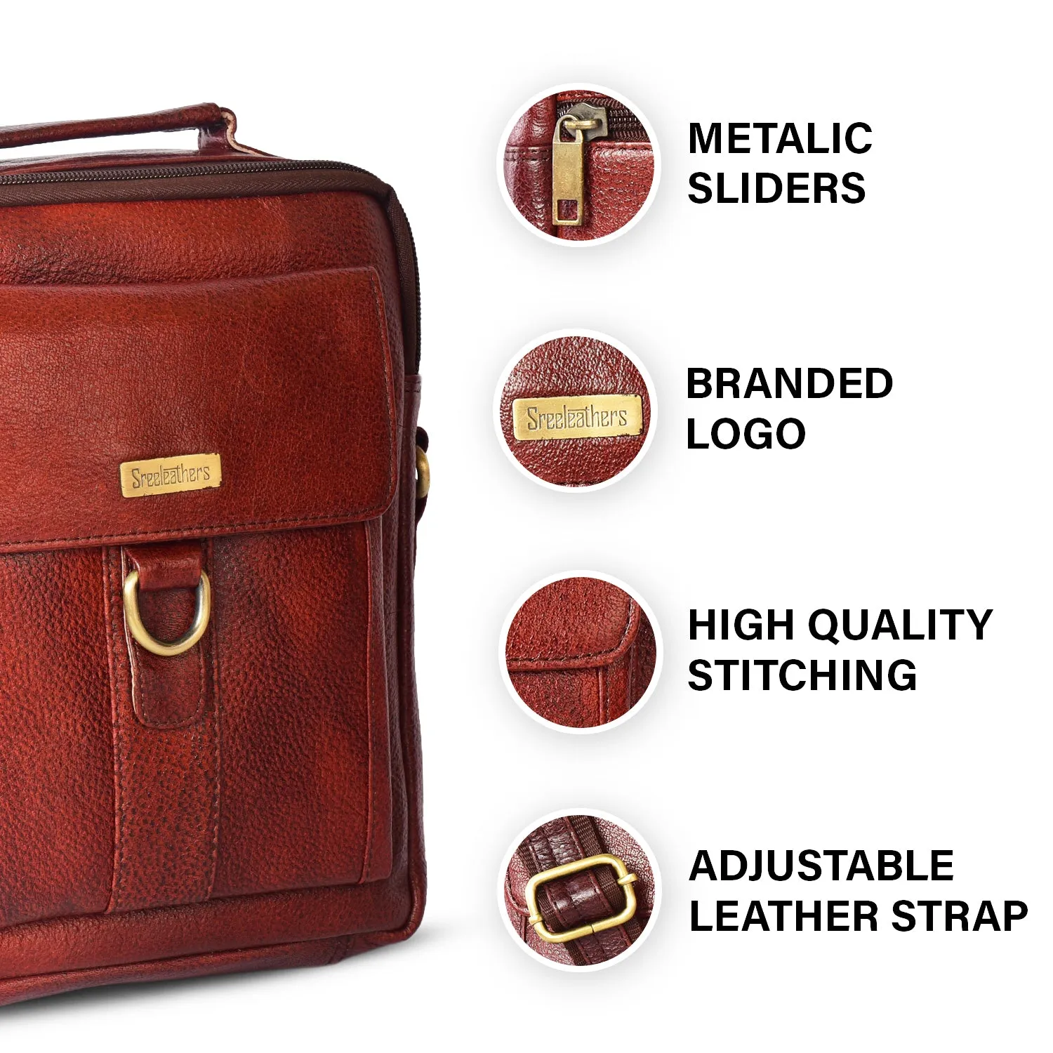 LEATHER SLING BAG  998907 (BROWN)