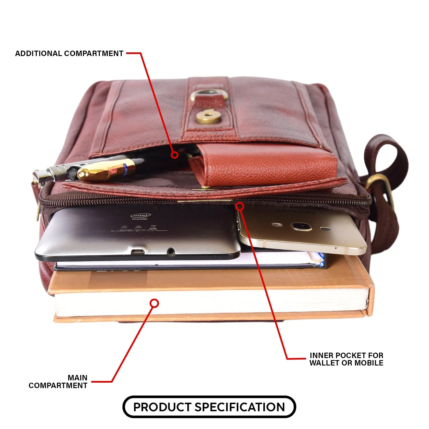 LEATHER SLING BAG  998907 (BROWN)