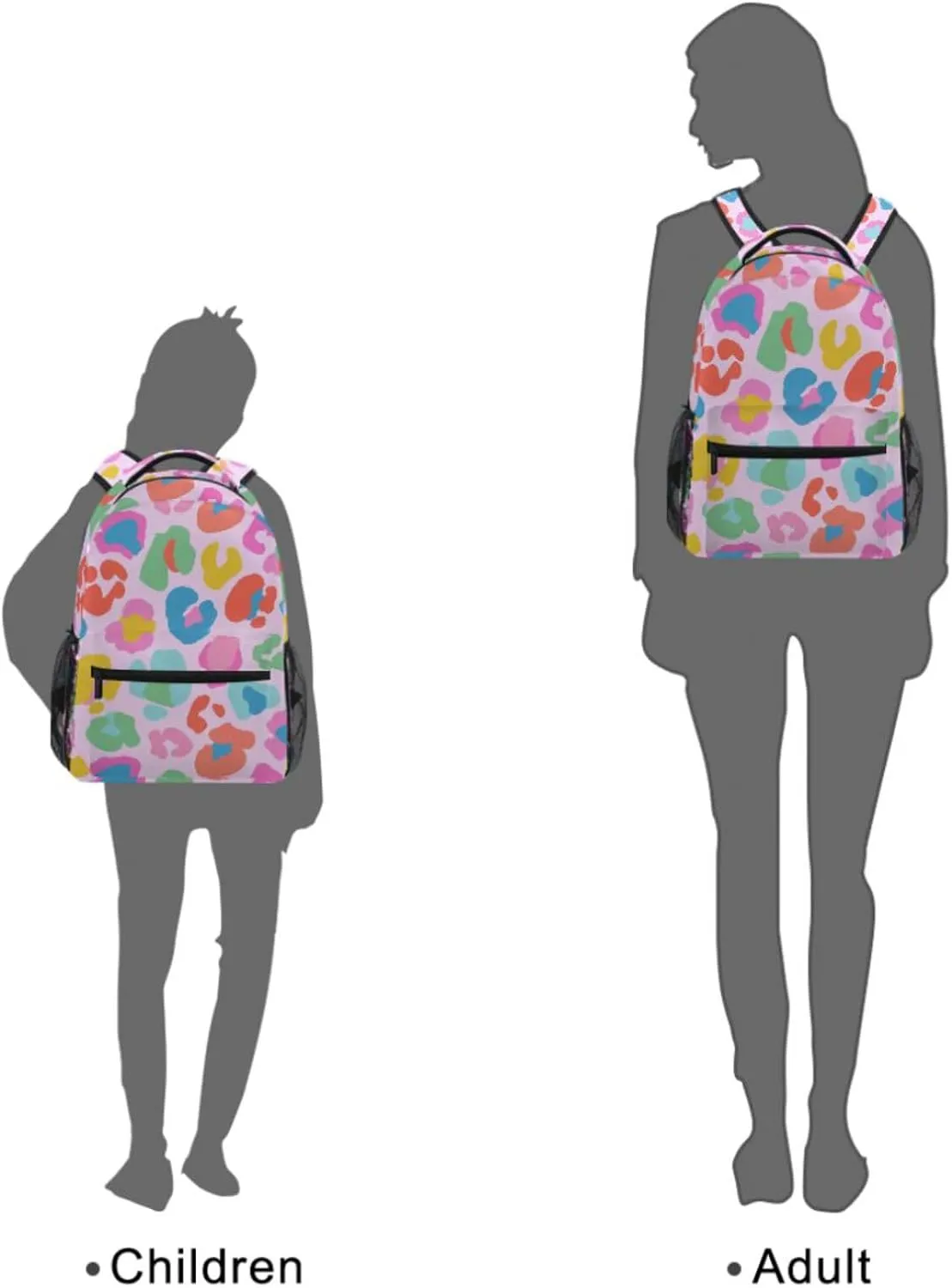 Leopard Pink Backpack Colorful Animal Skin Print Bookbag Daypack Travel Hiking Camping School Laptop Bag