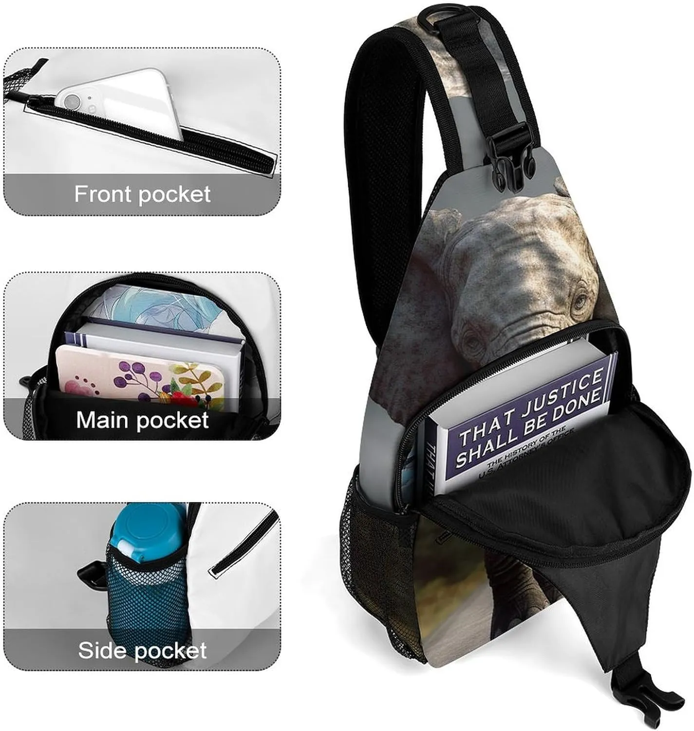Lightweight Chest Bag Crossbody Bag An Elephant Sling Backpack for Women Men Sports Travel