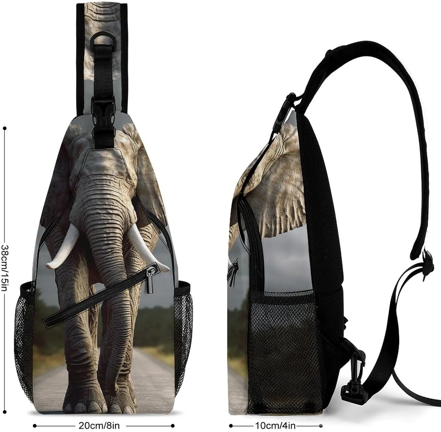 Lightweight Chest Bag Crossbody Bag An Elephant Sling Backpack for Women Men Sports Travel