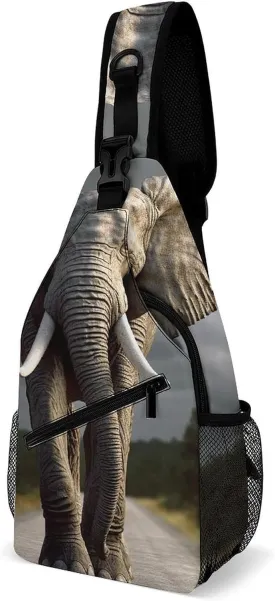 Lightweight Chest Bag Crossbody Bag An Elephant Sling Backpack for Women Men Sports Travel
