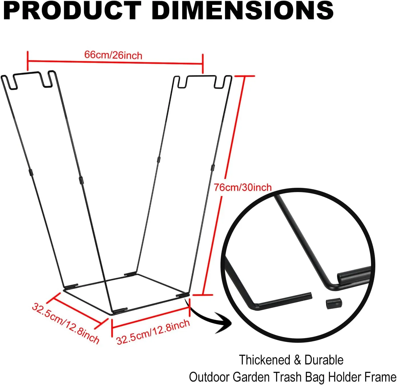 Metal Leaf Bag Holder Frame 2pcs, Trash Bag Holder Stand Holds 30-45 Gallon Plastic Bag, Multi-use Outdoor Garbage Bag Holder for Gardening, Party, Camping, Yard Lawn Weeding