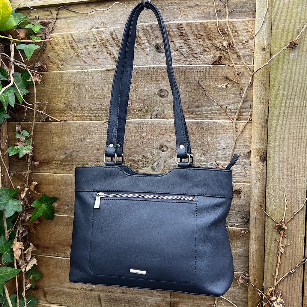 Navy 'Emma' Soft Leather Shoulder Bag
