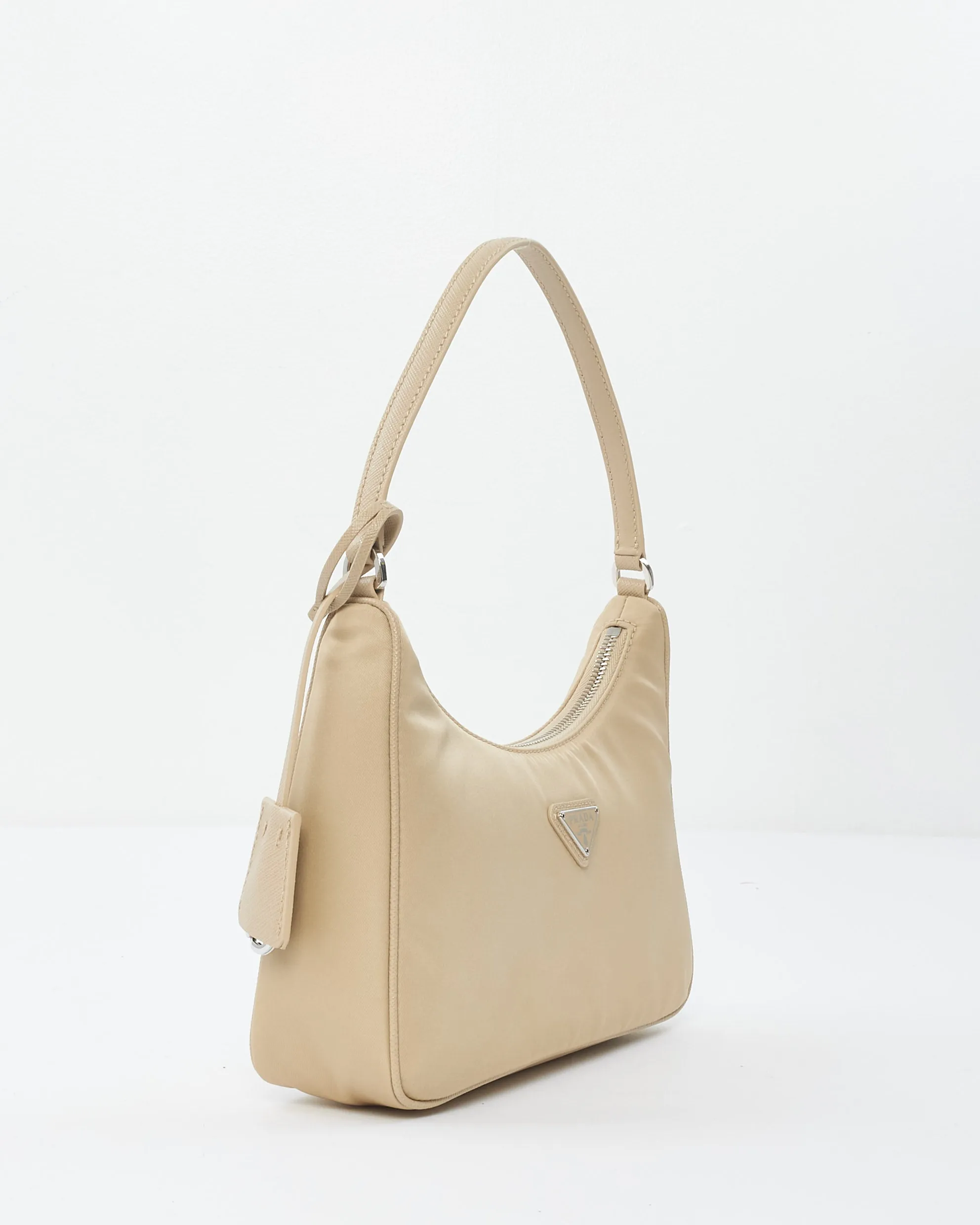 Prada Desert Beige Nylon 2005 Re-Edition Hobo Shoulder Bag