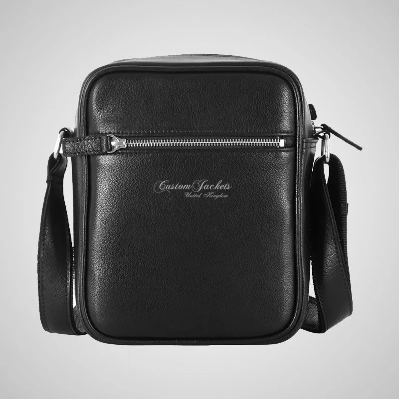 Small Leather Crossbody Bag For Men Black Travel Messenger Reporter Bag