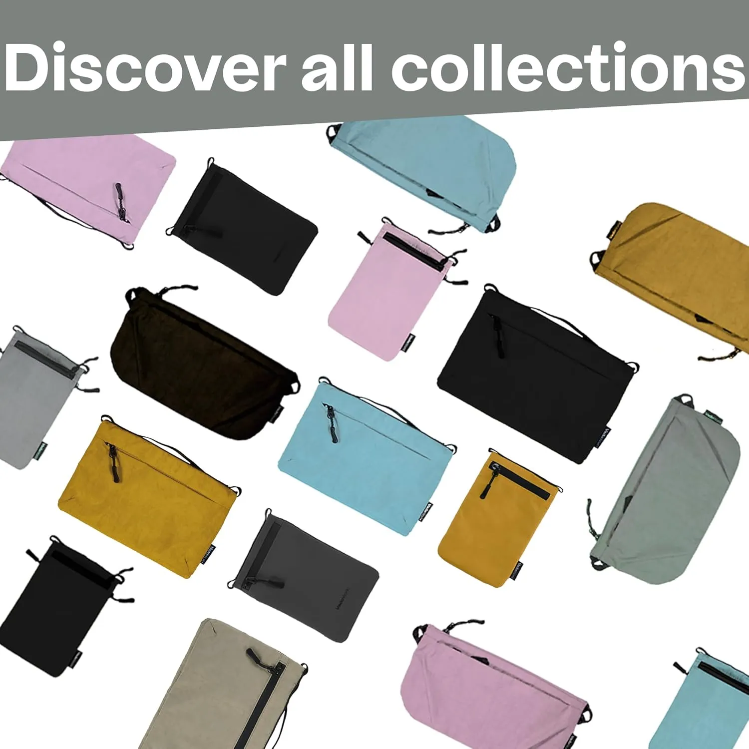 Small Nylon Crossbody Bags for Women Men, Foldable Lightweight Sacoche with Zippers Sling Bag with Adjustable Strap