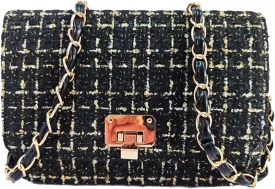 Small Quilted Shoulder Bag for Women Fashion Tweed Mini Clutch Handbag Purses Designer Crossbody Bag, with Chain Strap