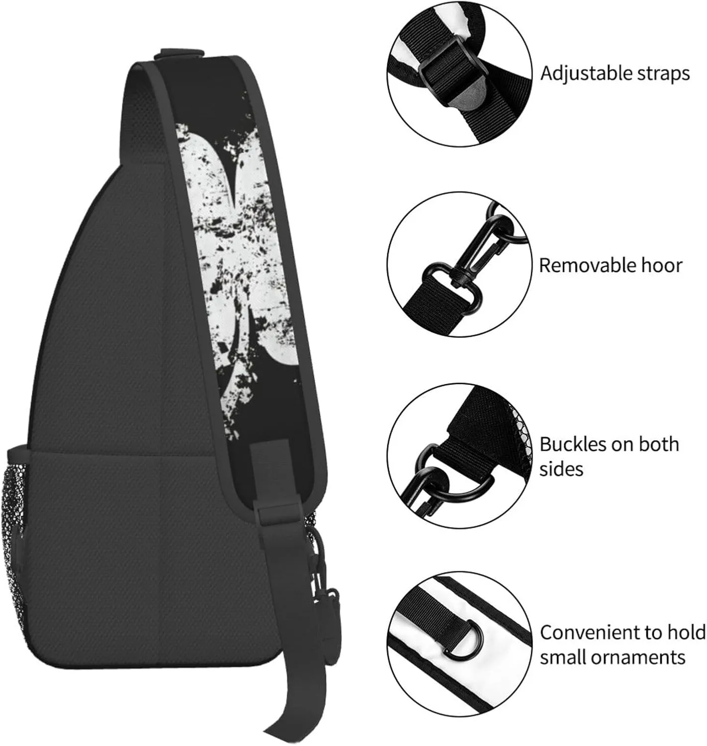 St Patricks Day Irish Shamrock Crossbody Sling Bag For Women Men Adjustable Chest Bag Irish Green Clover Shoulder Bag Sling Backpack Daypack For Sport Travel Hiking