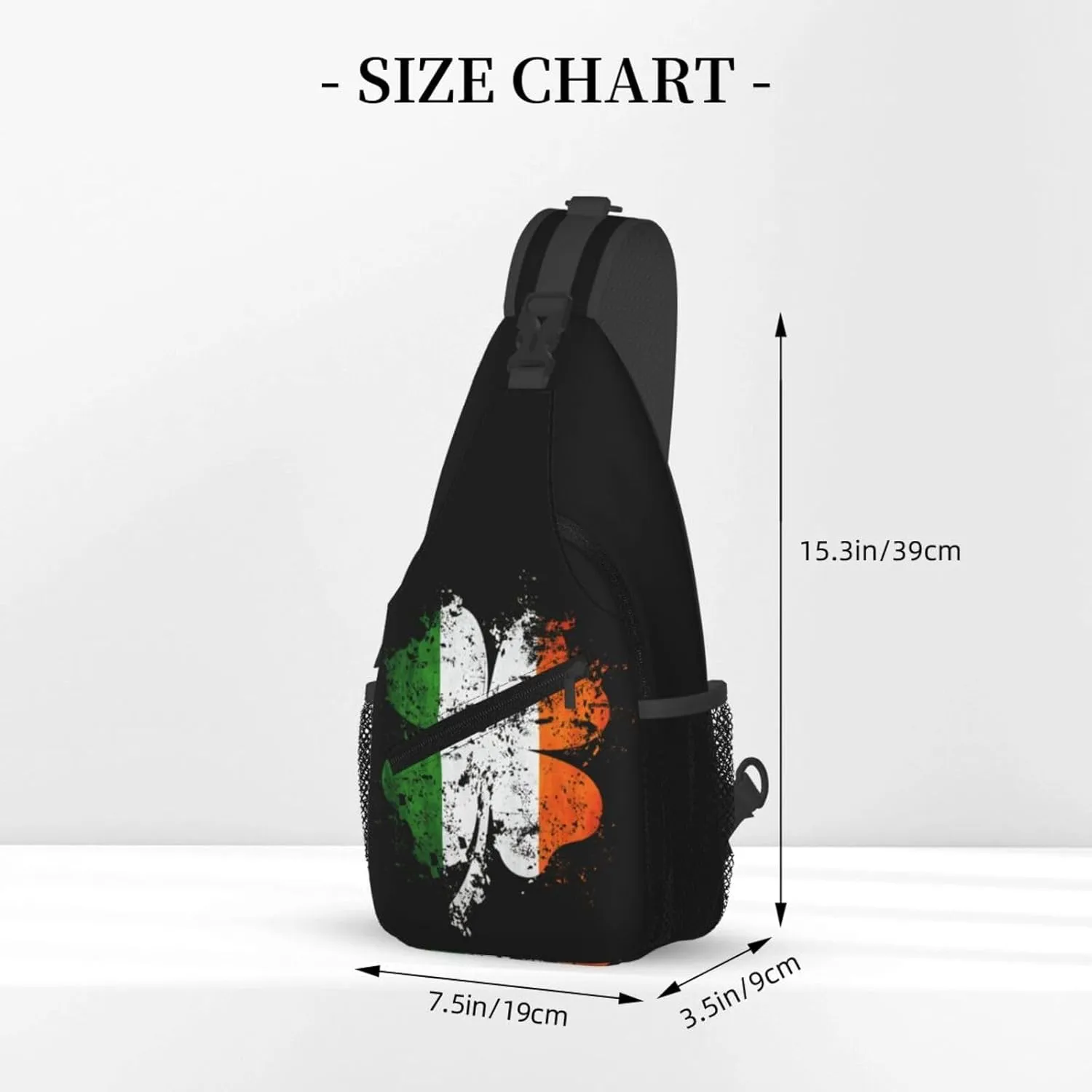 St Patricks Day Irish Shamrock Crossbody Sling Bag For Women Men Adjustable Chest Bag Irish Green Clover Shoulder Bag Sling Backpack Daypack For Sport Travel Hiking