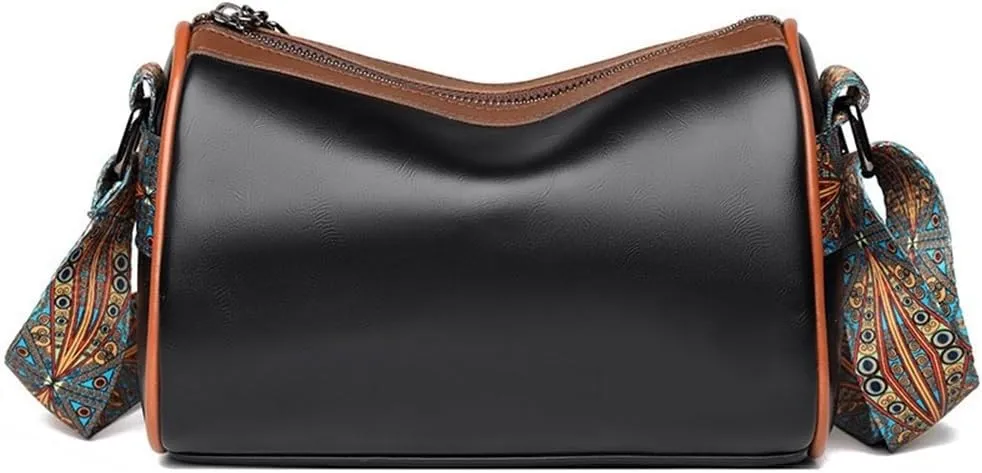 The dawnegy Boston Fashion Leather Crossbody BagWomen Boston Fashion Trendy Crossbody Bag. (Color : Black)