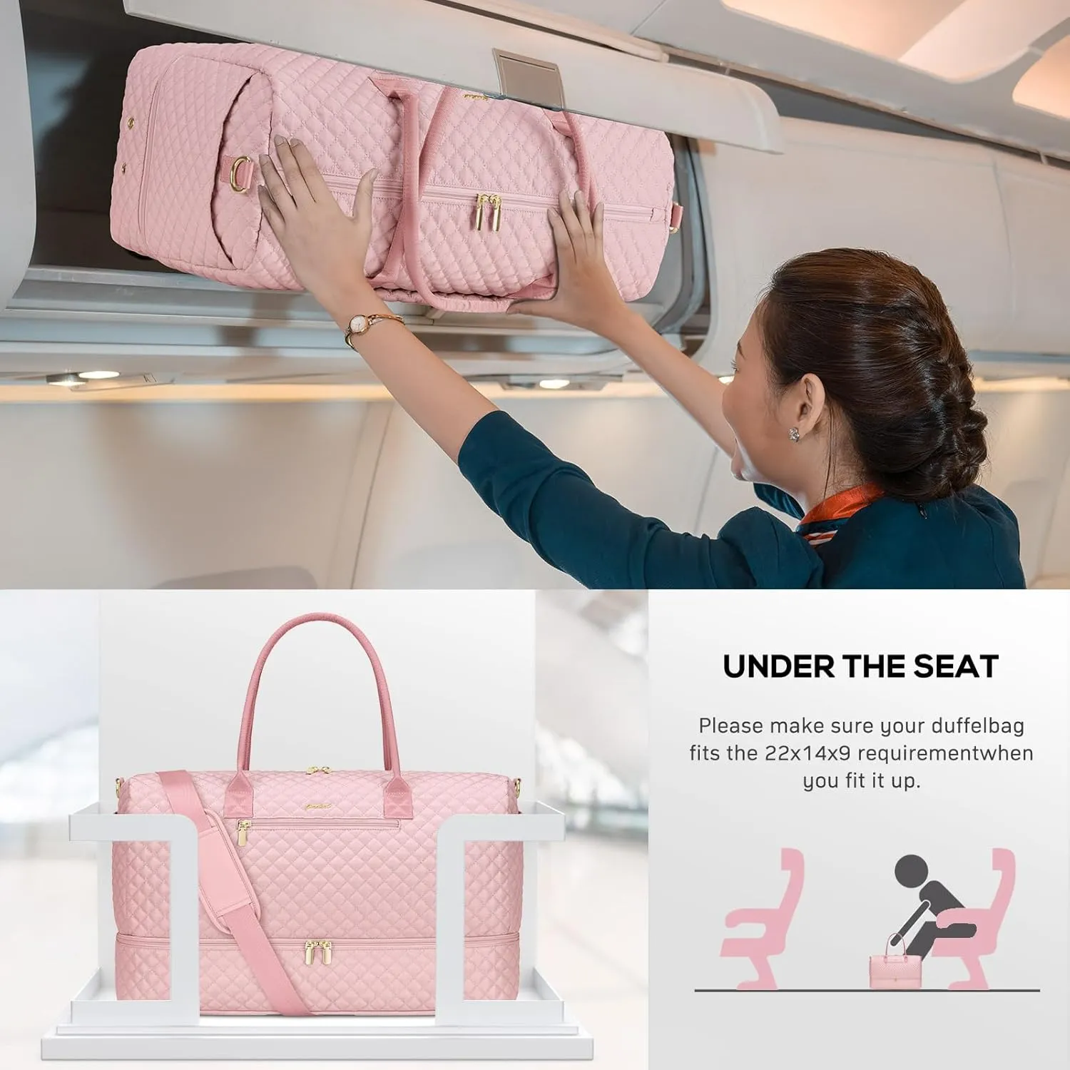 Travel Duffle Bag for Women Weekender Overnight Bag with Shoe Compartment with Gym with Wet Pocket for Labor and Delivery 3 Pcs Set Pink