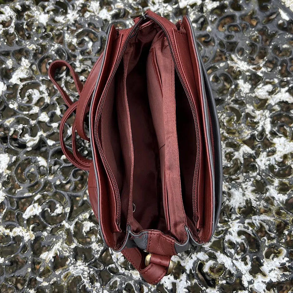 Two Tone Classic 'Brenda' Leather Crossbody Bag | Grey & Tan