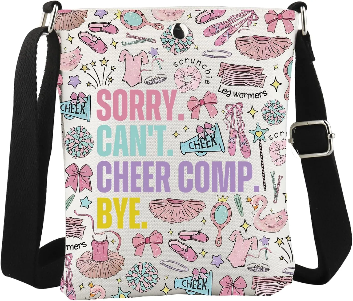 WCGXKO Cheerleader Gift Cheerleading Charm Crossbody Bag Sorry. Cant. Cheer. Comp. Bye. Cheer Team Gift Cheer Gift