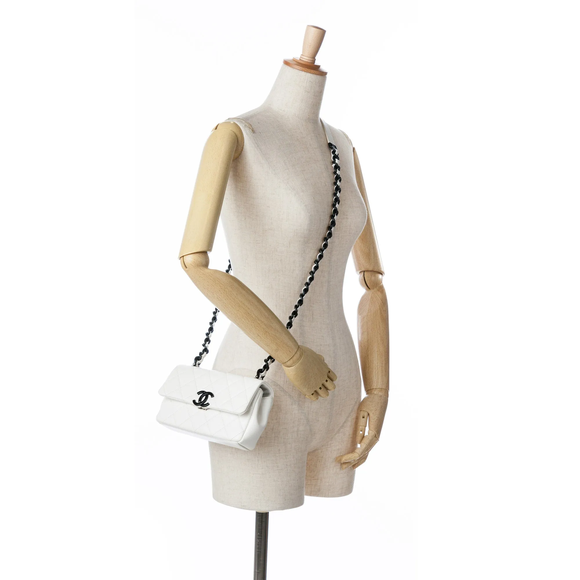 White Chanel Small Quilted Caviar My Everything Flap Crossbody Bag