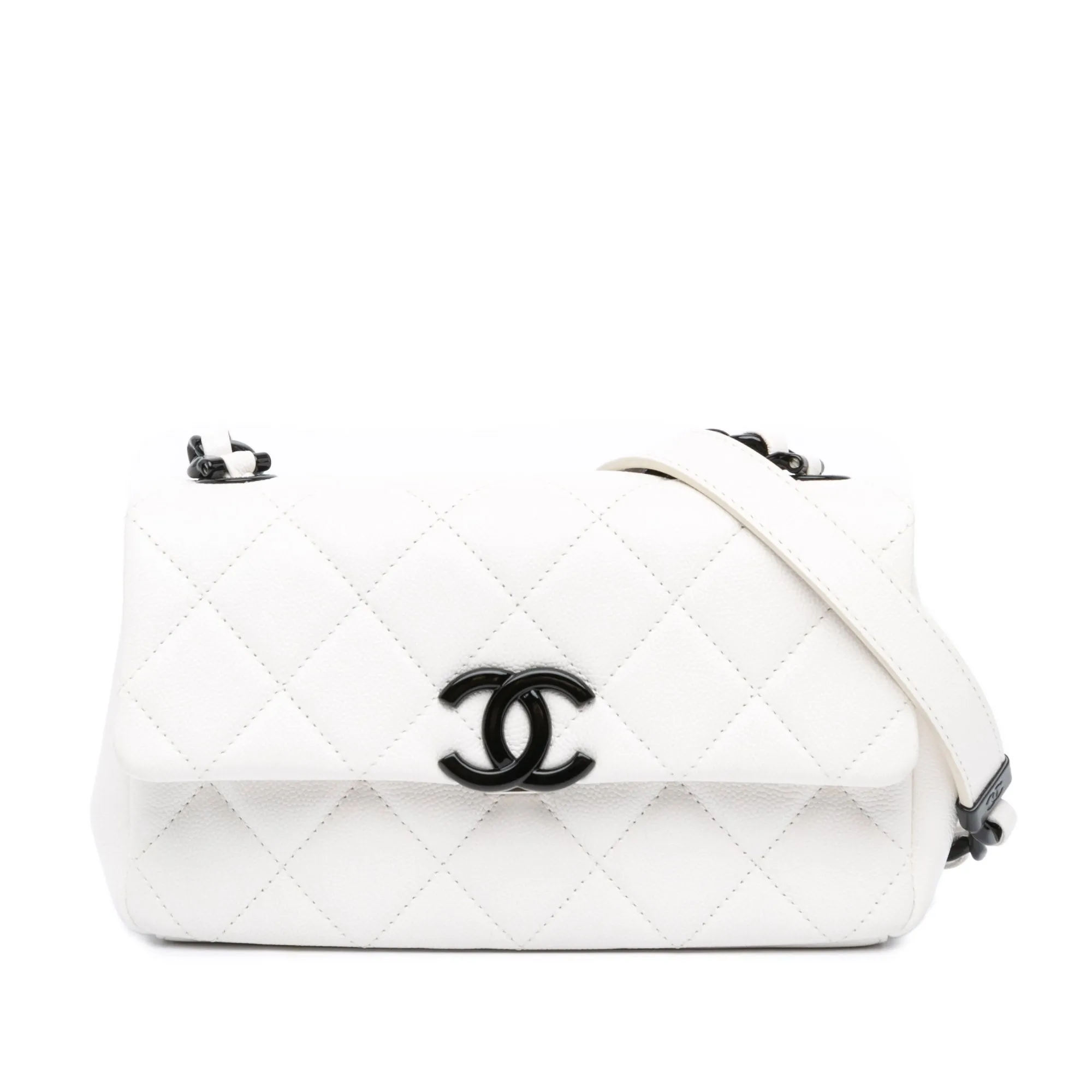 White Chanel Small Quilted Caviar My Everything Flap Crossbody Bag