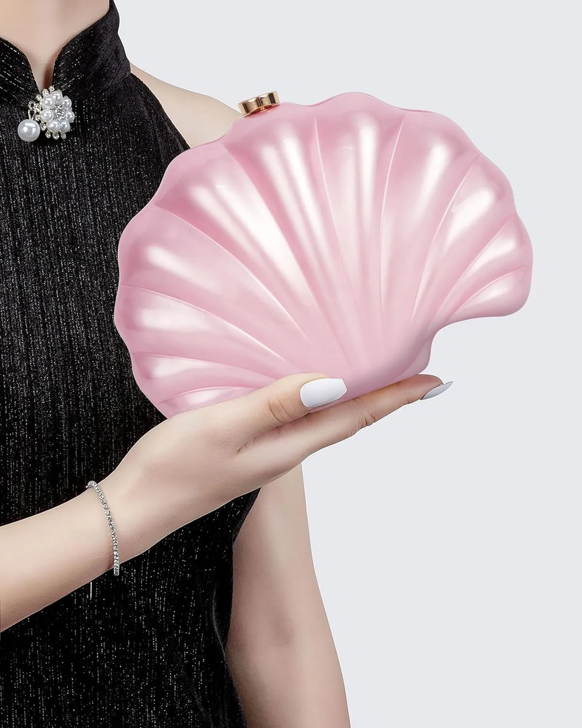 Women Seashell Evening Bag Purse Mermaid Chain Strap Clutch Handbag Shoulder Bag