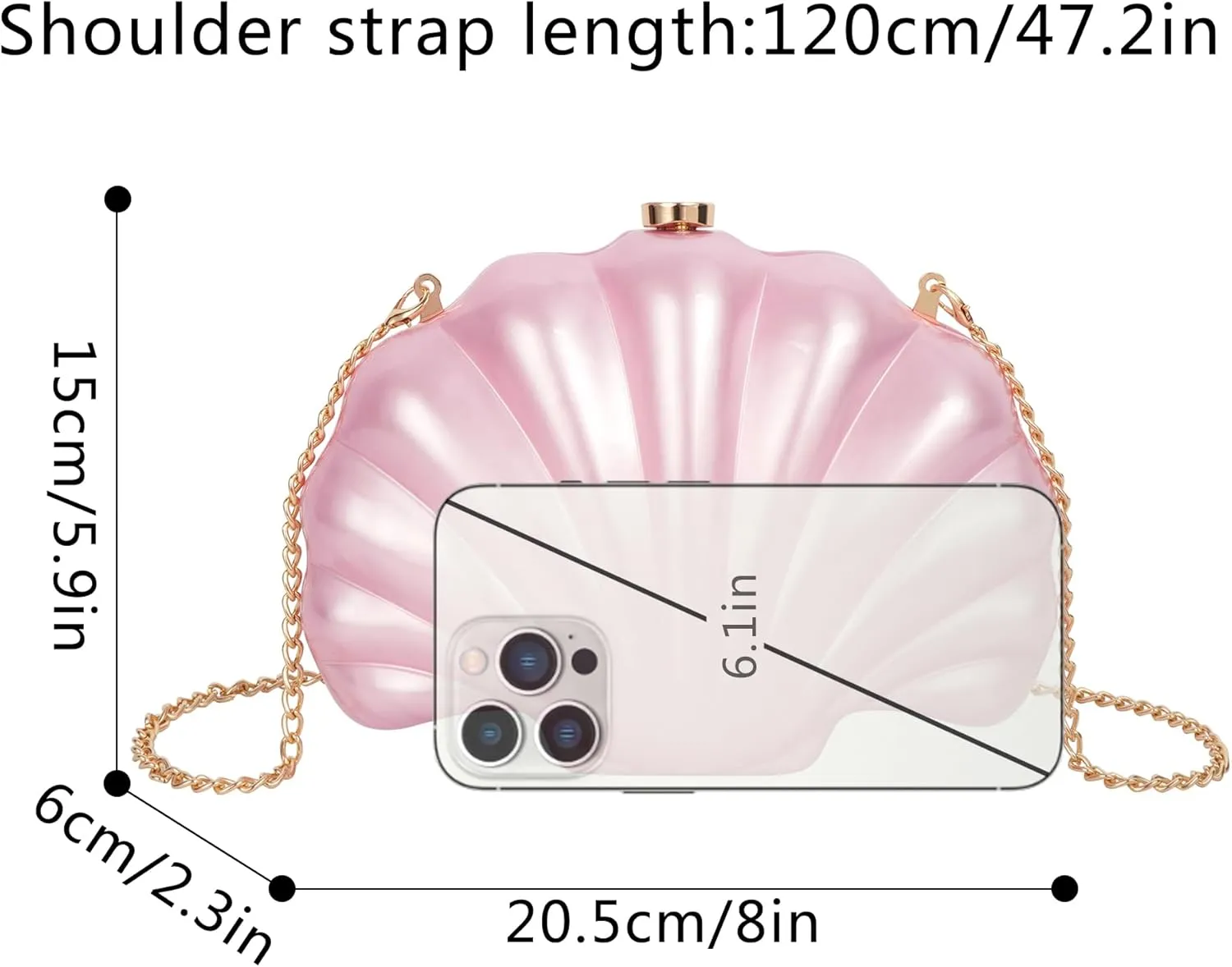 Women Seashell Evening Bag Purse Mermaid Chain Strap Clutch Handbag Shoulder Bag