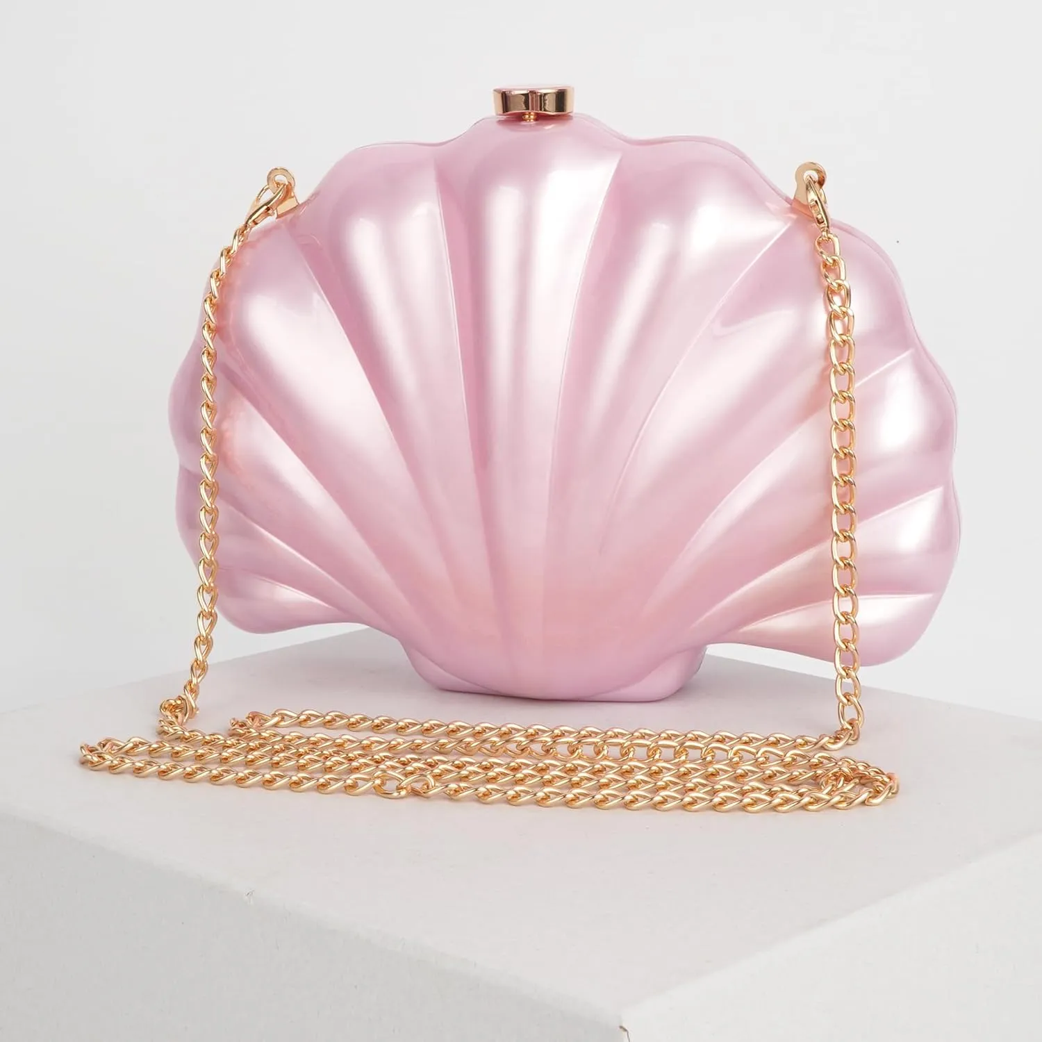 Women Seashell Evening Bag Purse Mermaid Chain Strap Clutch Handbag Shoulder Bag